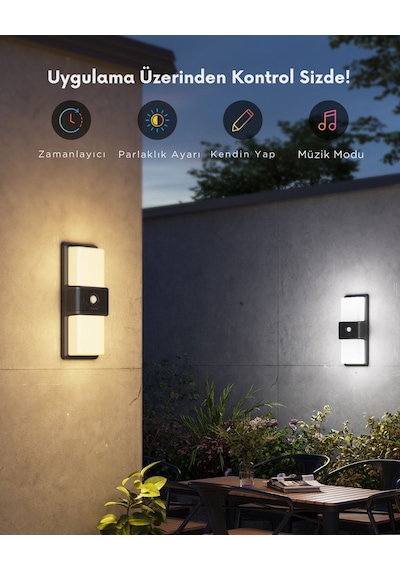 Govee Dış Mekan Hareket Sensörlü Duvar Aydınlatması Ip65 H7078cd1 Rgb - Ayarlanabilir Renk Sıcaklığı Ve Parlaklık