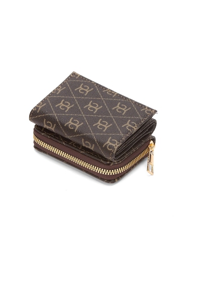 Newish Polo Kadın Bej Deri Monogram Desenli Çapraz Bel Göğüs Ve Omuz Çantası New218 Kahverengi - Siyah