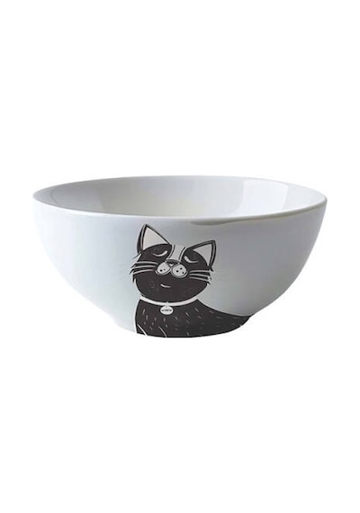 Seramik Kedi Mama Ve Su Kabı Siyah Beyaz 550 Ml
