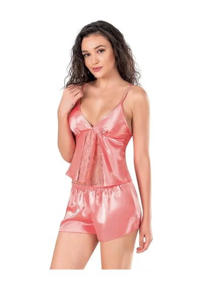 Veraura Lifestyle Kadın Mercan Saten Babydoll Şort Takımı