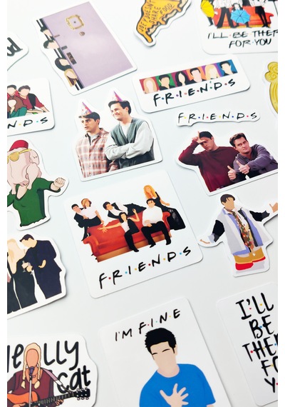 Friends Sticker Paketi 20 Parça Kaliteli Su Geçirmez Etiket Seti Çok Renkli
