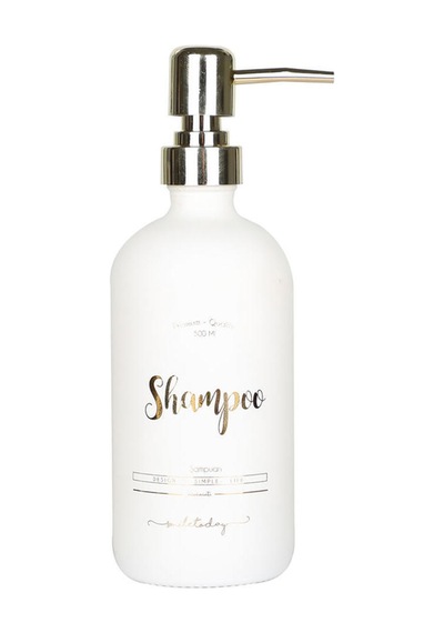 Beyaz Cam Şampuan Şişesi - 500 Ml Shampoo Beyaz Beyaz