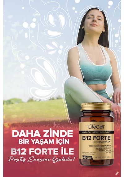 Lifecell Vitamin B12 1000 Mcg Metilkobalamin B Kompleks 60 Çiğneme Tablet