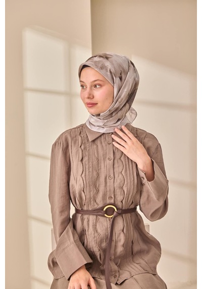 Silk Home Olinda İpek Eşarp 47004-01 Gri, Koyu Vizon, Mor, Koyu Yeşil