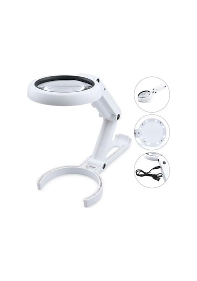 Usb Şarj Edilebilir Katlanabilir 3.5-10x Büyüteç 8 Ledli Masa Ve Eliçin Taşınabilir Büyüteç Fs90rc Lisinya