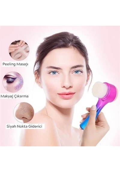Çift İşlevli Renkli Cilt Yüz Temizleme Fırçası Peeling Masaj Gözenek Temizleyici Alet