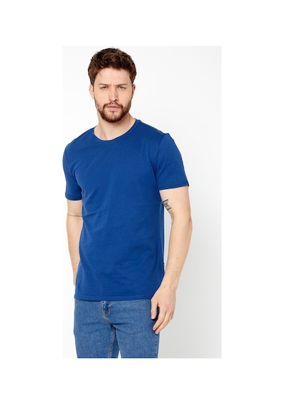 Erkek Çok Renkli %100 Pamuk T- Shirt Regular Fit Rahat Kesim Bisiklet Yaka 5'li Basic Tişört Paketi Lacivert