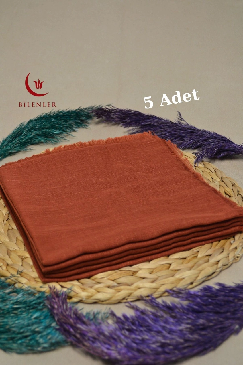 Bilenler Flamlı Kare Pamuklu Eşarp 100x100cm 5 Adet Turuncu