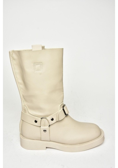 Fox Shoes T973530309 Bej Alçak Topuklu Kadın Bot Bej