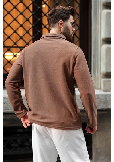 Madmext Vizon Gömlek Yaka Dokulu Regular Fit Erkek Sweatshirt E7203