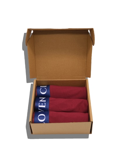 Cielo Venti Night Collection 3'lü Organik Pamuk Erkek Boxer Kraft Kutu Bordo