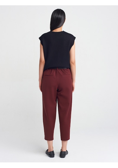 Dilvin 71590 Kemerli Crop Pantolon Bordo