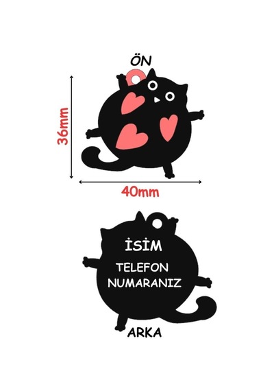 Majo İsimlik Şişman Kedi 36mmx40mm