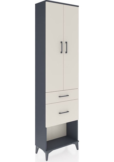Arges Dolap 3 Raflı 2 Çekmeceli 2 Kapaklı 60x30x221 Antrasit-... Antrasit