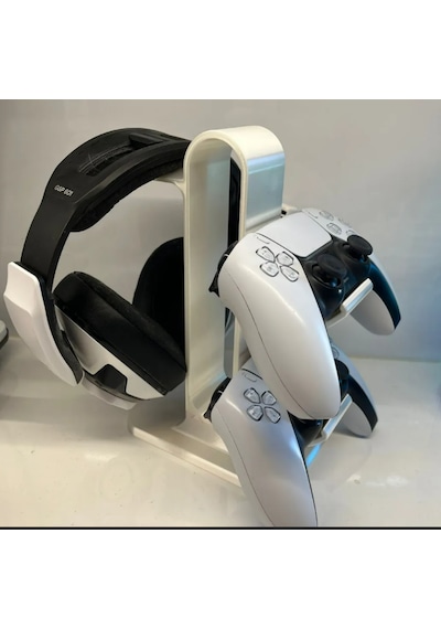 Ps5 Uyumlu Kulaklık Ve Çift Kol Standı - 3d Baskı Oyuncu Masası Düzenleyici Gamepad Standı