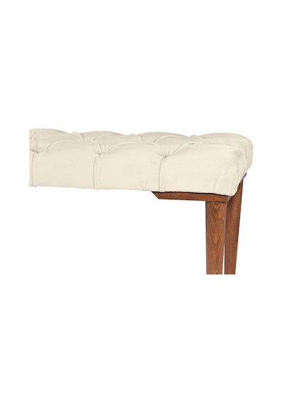 Gazzini Classic Retro Gürgen Ayak Chester Model Kapitoneli Beyaz Puf Bench - Ceviz Ayak