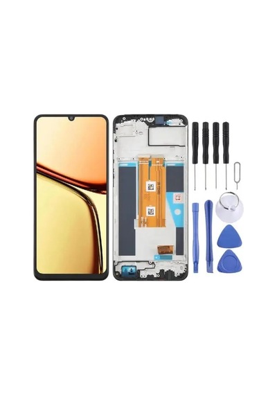 Çelik Pro Realme Uyumlu Rmx3939, Rmx3930 C61 4g Ekran Lcd Dokunmatik Full Çıtalı