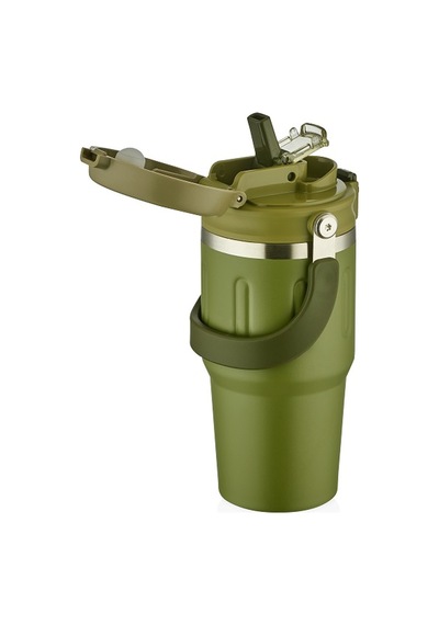 Shotay St-8166 Çift Kullanım Pipetli/rahat İçim Yeşil 650ml Çelik Termos Diğer