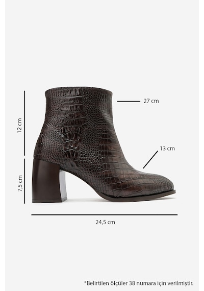 Luvi Shoes Lynda Kahverengi Baskı Kadın Kalın Topuklu Bot