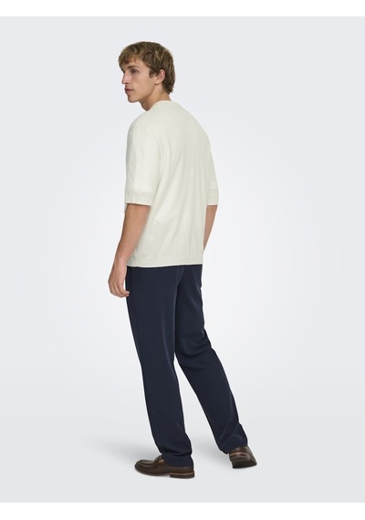 Only & Sons Onswyler Lıfe Rlx 12 Ss Splıt Knıt Noos Erkek Beyaz Kazak - 22036158