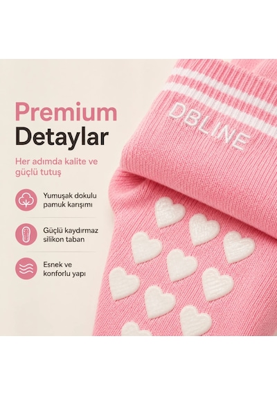 Elitse Db Lıne Kaydırmaz 8'li Pilates Yoga Çorabı Pamuklu Silikon Tabanlı Barre Stüdyo Spor Çorabı Siyah