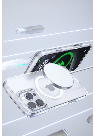 Joko Apple iPhone Uyumlu 16 Pro Gleam Pc Sert Magsafe Kılıf - Şeffaf-siyah