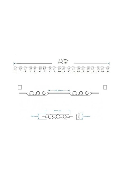 Beyaz Modül Mercekli 3 Ledli Kablolu Parmak Led 12 V 5 Adet