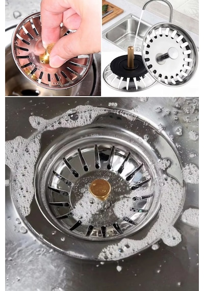 Paslanmaz Çelik Mutfak Evye Lavabo Süzgeci Lavabo Gideri Atık Gıda Tıpası