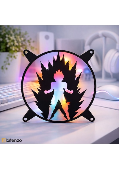 Güç Aurası Desenli 120x120 Mm Oyun Pc Aksesuarı, Masaüstü Bilgisayar Fan Kapağı Siyah