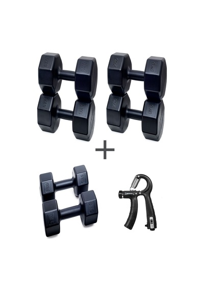 Ps Spor 3 Çift Dambıl Set 3 Kg + 6 Kg +9 Kg + Ayarlanabilir Sayaçlı El Yayı