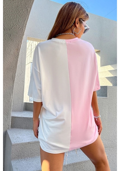 Uyguntarz Unisex Everything Baskılı Oversize Tshirt Pembe