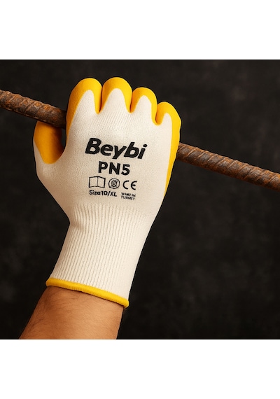 Beybi Pn5 Sarı Nitril İş Eldiveni Tam Kaplama 12 Li Paket