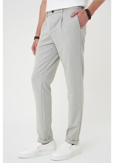 Efor Comfort Fit Beli Lastikli Pileli Gri Jogger Pantolon P 1182 Gri