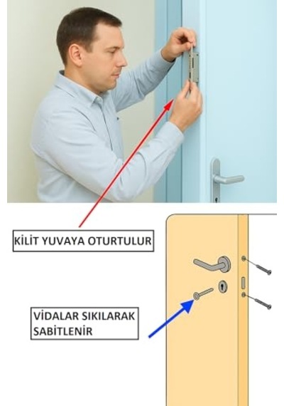 Tr Pvc Wc Gömme Kilit, 35 Mm, Metal, Dayanıklı, Banyo Kapısı, Güvenlik Mekanizması Genel