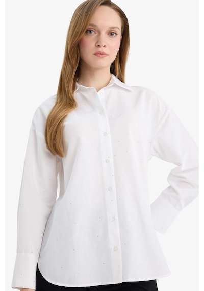 Defacto Relax Fıt Poplin Gömlek Tunik E7977ax26spwt32 Beyaz-wt32