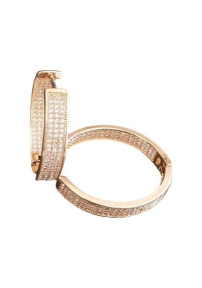 Edalıbijuteri Zirkon Taşlı Halka Küpe Gold N11.114126 Sarı
