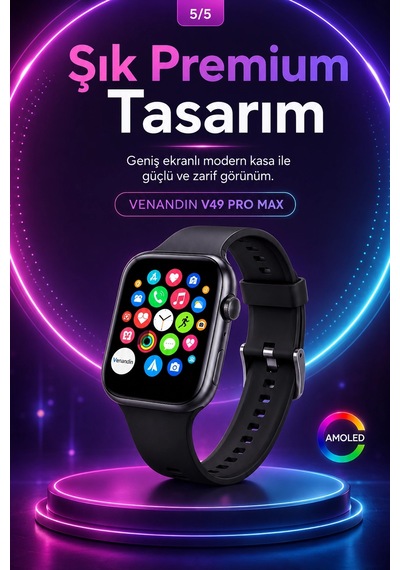 Spor Takip Özellikli Amoled Ekran Akıllı Saat Telefon Uyumlu Bluetooth Bağlantılı