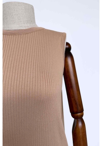 Kahijab Merserize Kolsuz Elbise - Camel
