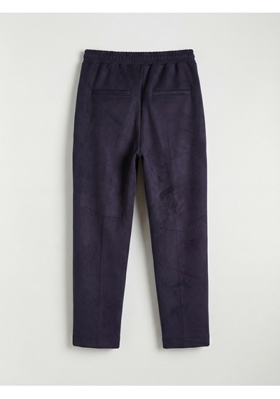 Lcw Vision Lacivert Loose Fit Kadın Pileli Süet Görünümlü Pantolon