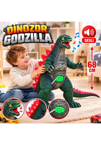 Oyuncak Godzilla Sesli Yumuşak Dinozor Büyük Boy 68 Cm Dev Monster Canavar Oyun Arkadaşı