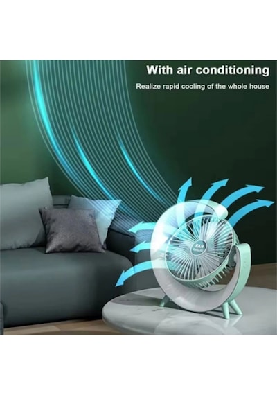 Masaüstü Vantilatör Usb Şarjlı Rgb Led Işıklı 3 Kademeli 180 Ayarlanabilir Soğutucu Fan Pembe Çok Renkli