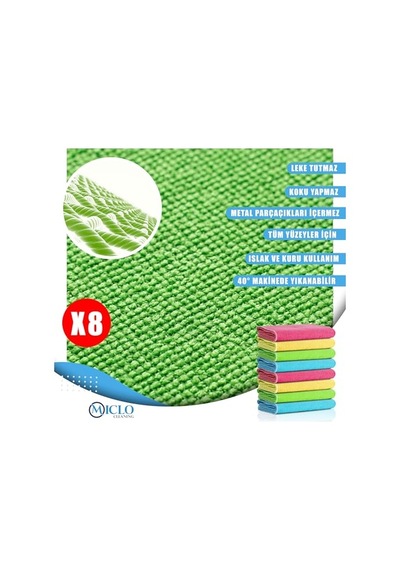 Mikrofiber Temizlik Bezi Klasik Serii 250 Gsm Banyo, Mutfak Bezi Bulaşık Kurulama Bezi 4 Renk X8 Adet Genel