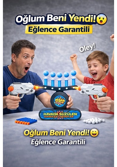 2 Tabancalı Havada Süzülen Top Hedef Vurma Oyunu Elektronik Atı