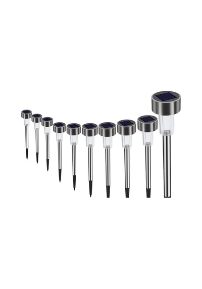 Metal Gövdeli Solar Bahçe Lambası 10 Lu Paket Evimdeyokyok Çok Renkli