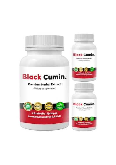 Black Cumin - 3 Adet Soğuk Sıkım Siyah Kimyon Tohumu Yağı İle Nigella Sativa Tohumlu 15 Soft Jel Kapsül