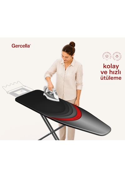 Hediyeli Red Circle Xxl Beden 60x162 Cm Ütü Masası Kılıfı Gri - Siyah
