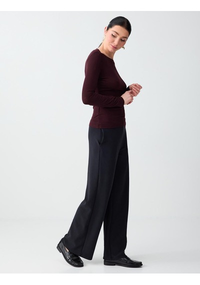 Jimmy Key Siyah Yüksek Bel Bol Paça Uzun Örme Pantolon 6sw185668900