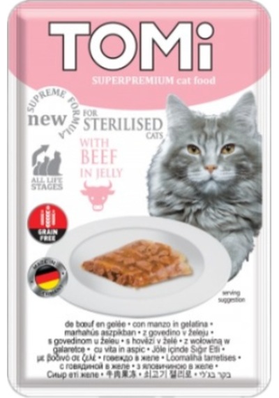Tomi - 527 - Kedi Kısırlaştırılmış Dana Tahılsız Pouch - Zengemtr - 85g Mama