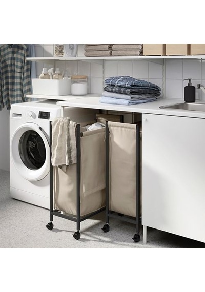 Ikea Enhet Çamaşır Sepeti, Antrasit, 80 Lt, Tekerlekli