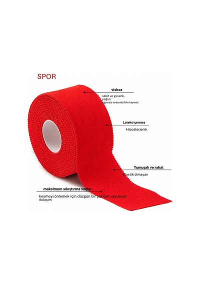 Bybars Nutrabella Rijit Fiksasyon Yapışkanlı Sporcu Bandajı 3.7cm X 10 Mt Kırmızı